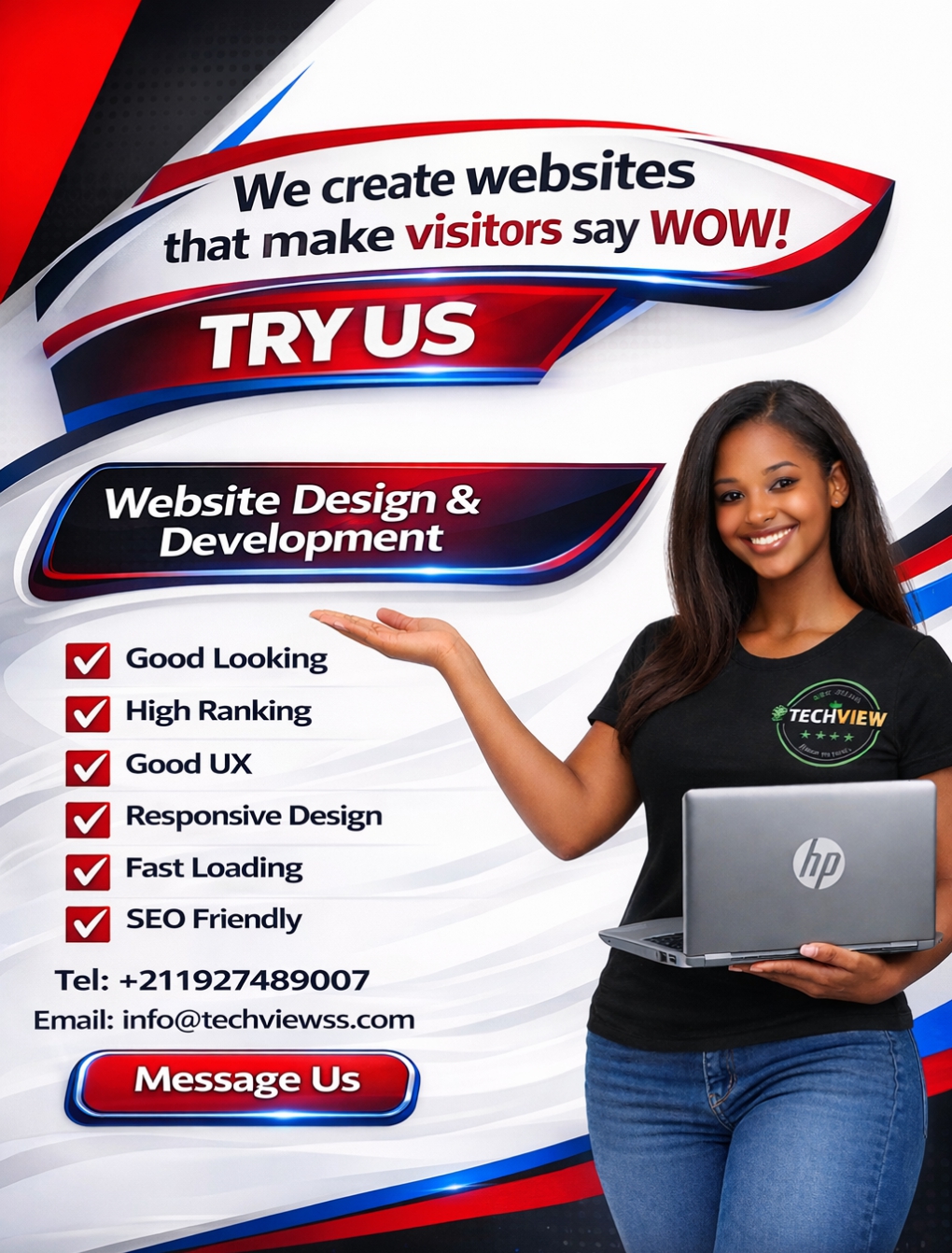 website design banner with call to action to try us